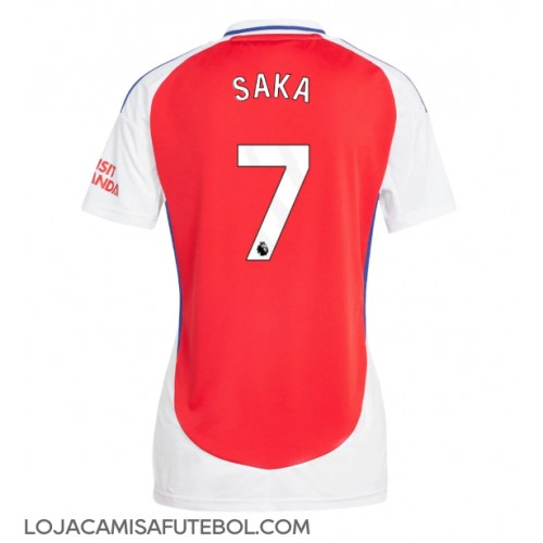 Camisa de Futebol Arsenal Bukayo Saka #7 Equipamento Principal Mulheres 2024-25 Manga Curta